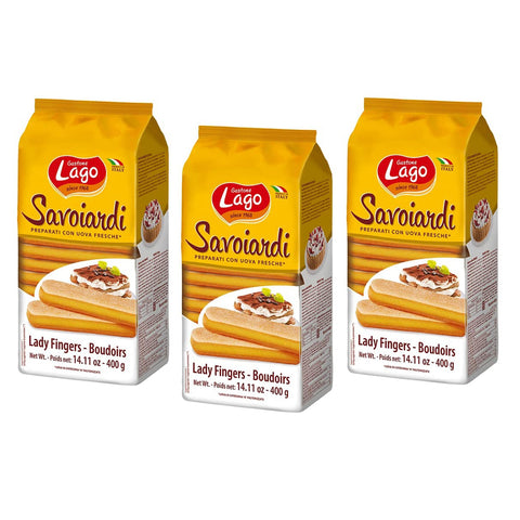 Lago Gastone Lago Savoiardi Traditionelle Sardische Kekse, an der Oberfläche leicht gezuckert mit leichtem Zitronenaroma 3x 400g Original italienisch