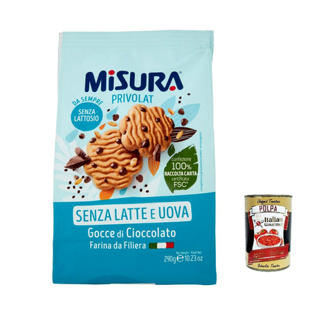 Misura Biscotti con Gocce di Cioccolato Privolat Kekse mit Schokoladenchips ohne Milch und Eier 3x 290g inkl. Italian Gourmet polpa 400g Original italienisch