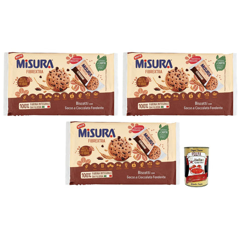 Misura Fibrextra,100% Vollkorn-Mürbeteig,Kekse mit dunklen Schokoladentropfen,Packung mit 280g, Italian Gourmet Polpa di Pomodoro 400g Dose 3x Original italienisch