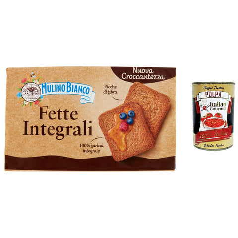 Mulino Bianco Fette biscottate Le Integrali Vollkorn Zwieback Kekse 3x 630g inkl. Italian Gourmet polpa 400g Original italienisch