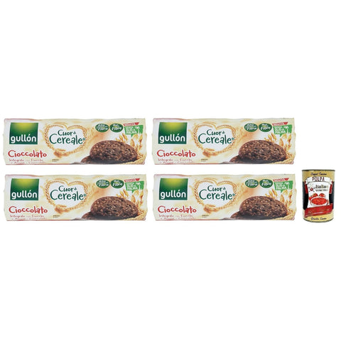 Gullon Gullón Cuor di Cereale Cioccolato Kekse,Vollkornkekse mit Schokolade und Haferflocken,Packung mit 280g 4x Original italienisch inkl. Italian Gourmet Polpa di Pomodoro 400g Dose
