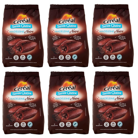Céréal Madeleine Noire Senza Glutine Süßer Snack mit Kakaofüllung Glutenfrei 200g Beutel 6x Original italienisch