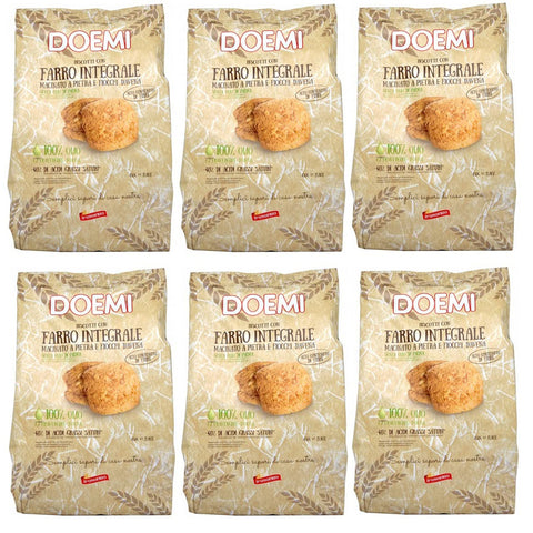 Doria Doemi Biscotti con Farro Integrale, Kekse mit stein gemahlenem Dinkel Vollkorn, Haferflocken und Olivenöl Beutel 6x 450g inkl. Italian Gourmet Polpa di Pomodoro 400g Dose Original italienisch