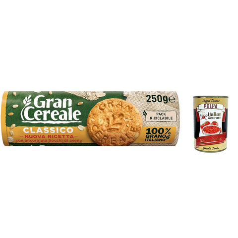 Mulino Bianco Gran Cereale Classico korn getreide kekse Multi Cerealien 250g 6x Original italienisch inkl. Italian Gourmet Polpa 400g