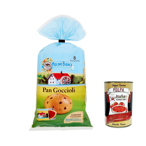 Mulino Bianco Pan goccioli kuchen süße Snacks brioche, Brot mit Schokoladenchips 336g 6x Original italienisch inkl. Italian Gourmet Polpa 400g