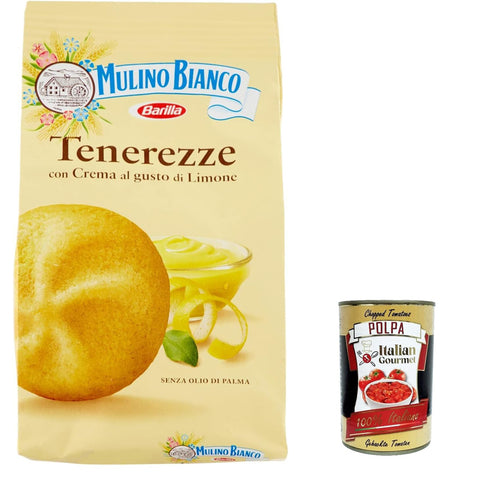 Mulino Bianco Tenerezze al limone Biscuits Shortbread Kekse cookies mit Zitronencreme, geschmacksintensives Frühstück 6x 200 gr Original italienisch