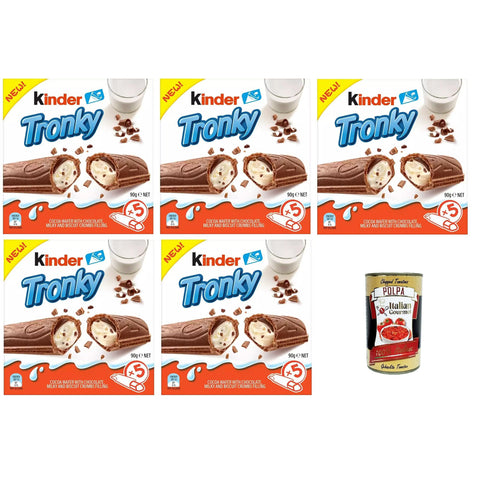 Ferrero Kinder Tronky Kakaowaffel, cremige Milchfüllung mit Keksstücken 5x 90 g inkl. Italian Gourmet polpa 400g Original italienisch