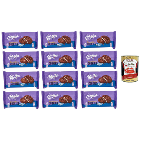 Milka Cookies Sensation Oreo, cookies ripieni di crema Cookies Sensation, Kekse gefüllt mit Oreo - Creme 12x156g inkl. Italian Gourmet Polpa 400 g Original italienisch