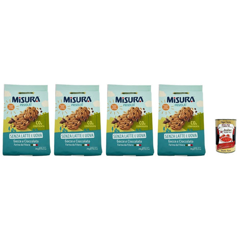 Misura Privolat Biscotti Kekse Ohne Milch und Eier - mit Schokoladenstückchen 4x 290g inkl. Italian Gourmet polpa 400g Original italienisch