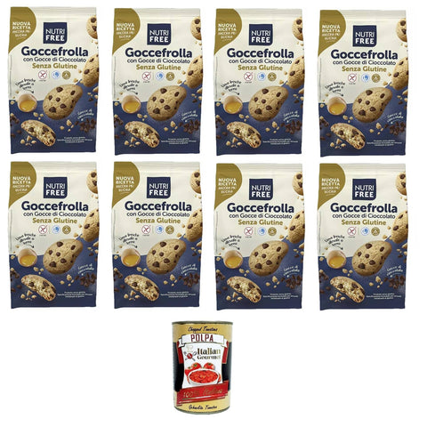 Nutrifree Goccefrolla con Gocce di Cioccolato mit glutenfreien Schokoladenstückchen 8x 300gr inkl. Italian Gourmet polpa 400g Original italienisch