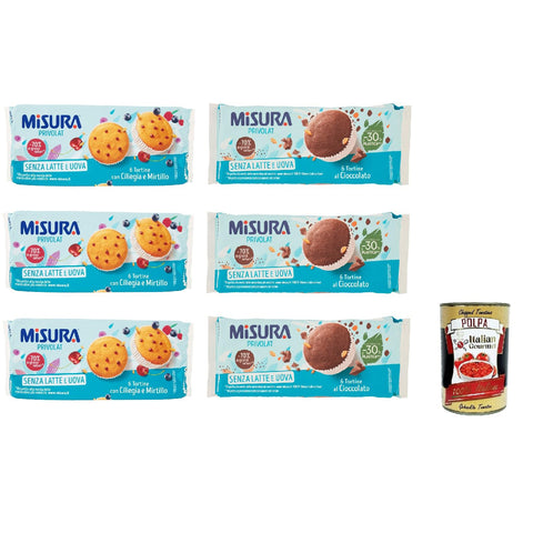 Misura Testpaket Tortine con Ciliegia e Mirtillo und Cioccolata Privolat Törtchen mit Kirsche und Heidelbeere ohne 6x290g Original italienisch Kekse