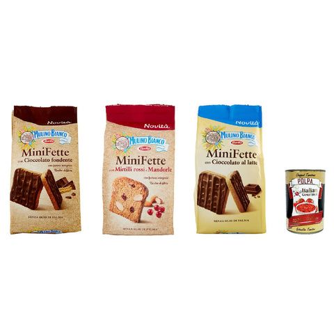 Mulino Bianco Testpaket Zwieback Mini Fette con Cioccolato al latte, fondente e mirtilli rossi 1x775g Original italienisch Kekse