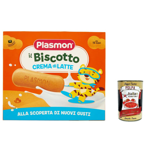 Plasmon Biscotto con crema al latte 12m + 3x 320 g inkl. Italian Gourmet polpa 400g Original italienisch