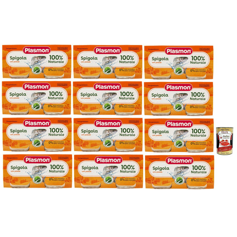 Plasmon Pesce Spigola con Patate, 12x ( ), Mit ausgewählten Zutaten, 100% natürlich, Ohne Stärken und Salz hinzugefügt 2x 80g inkl. Italian Gourmet polpa 400g Original italienisch