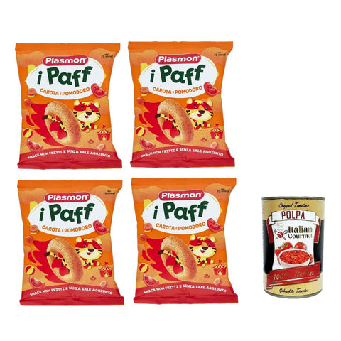 Plasmon snack Pomodoro e Carota 4x 15g Original italienisch inkl. Italian Gourmet Polpa 400g