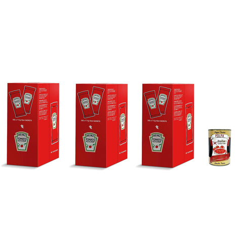 Heinz 200 Stück Ketchup Sauce in Beutel ideal für Chips, Panini, Hamburger und Sandwiches 3x 11 g inkl. Italian Gourmet polpa 400g Original italienisch