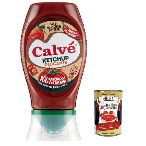 Calvè Calvé Ketchup Piccante Top Down da Würziger Ketchup 6x 250 ml inkl. Italian Gourmet polpa 400g Original italienisch