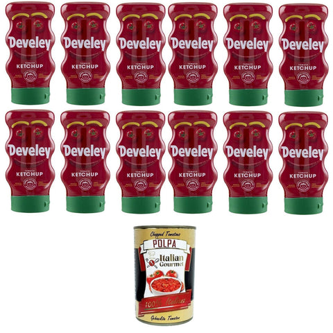 Tomato Ketchup Squeeze, Tomatenketchup, Glutenfrei, 100% natürliche Zutaten 12x273gr inkl. Italian Gourmet polpa 400g Original italienisch