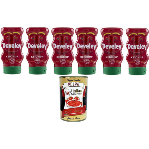 Tomato Ketchup Squeeze, Tomatenketchup, Glutenfrei, 100% natürliche Zutaten 6x273gr inkl. Italian Gourmet polpa 400g Original italienisch