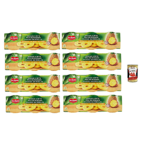 Del Monte Ananas naturale a fette, Ananasscheiben natur 8x, in der Dose 3x220gr inkl. Italian Gourmet polpa 400gr Original italienisch