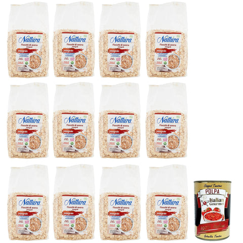 Náttúra Fiocchi di Avena Integrali BIO, Vollkorn - Haferflocken aus Biologischem Anbau, Beutel 12x 500g inkl. Italian Gourmet Polpa di Pomodoro 400g Dose Original italienisch