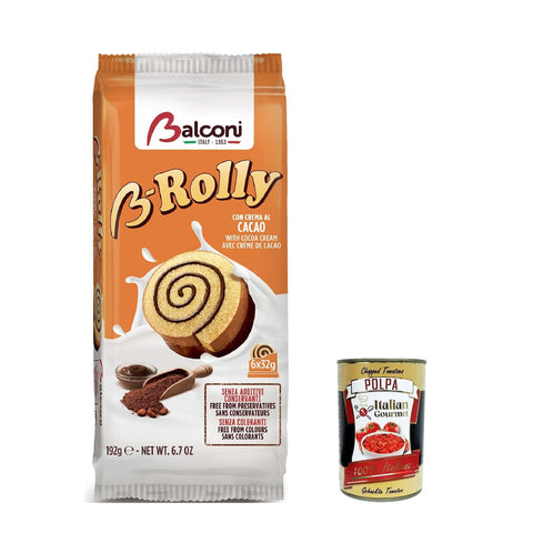 Balconi B - Rolly Snack Dolce da forno con farcitura al cacao Süßer Snack Backwaren mit Kakaofüllung 6x 192g inkl. Italian Gourmet polpa 400g Original italienisch