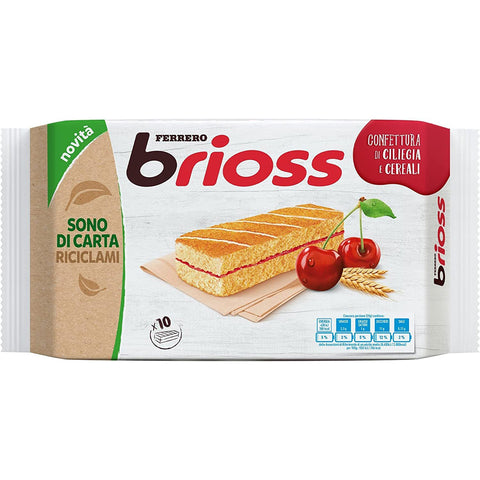 Ferrero Brioss Ciliegia Cherry Kirsche Kuchen Packung mit 10 Snacks 6x 280 g inkl. Italian Gourmet polpa 400g Original italienisch