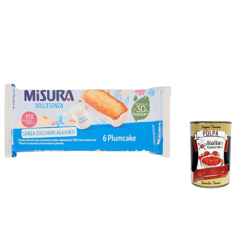 Misura Plumcake allo Yogurt Dolcesenza Joghurt-Pflaumenkuchen, ohne Zuckerzusatz, 190 g 6x Original italienisch inkl. Italian Gourmet Polpa 400g