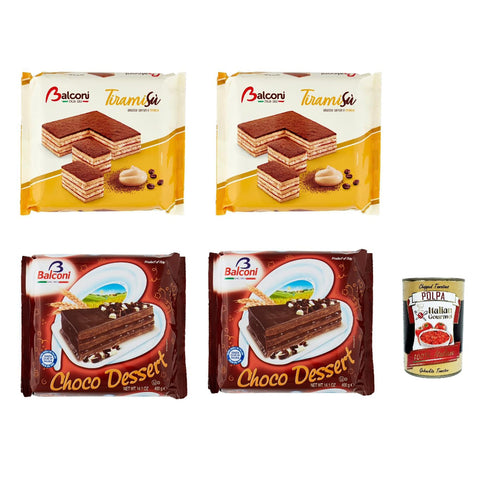 Balconi Tiramisu tiramisù Choco Dessert Torta Schokolade creme 4x 400g kuchen cake Testpaket Original italienisch inkl. Italian Gourmet Polpa 400g