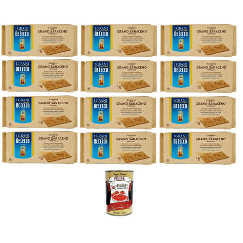 DE CECCO Crakers con Grano Saraceno integrale Cracker mit Vollkorn-Buchweizen 12x250gr Original italienisch inkl. Italian Gourmet Polpa 400g