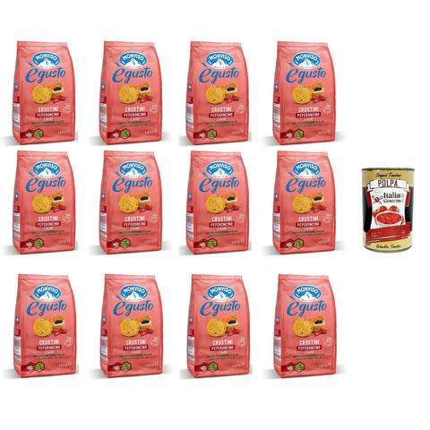 Monviso égusto Crustini Al peperoncino Crustini mit Chilischote 12x 120gr inkl. Italian Gourmet polpa 400g Original italienisch