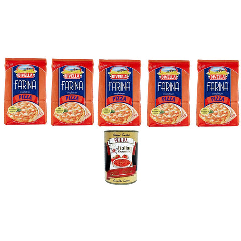 Divella MEHL FÜR PIZZA 5x 1 KG inkl. Italian Gourmet polpa 400g Original italienisch