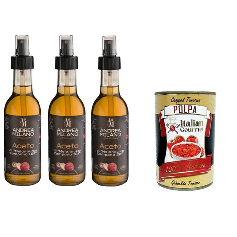 Andrea Milano Aceto di Melannurca Campana I.G.P. Essig Sprühen 3x 250ml inkl. Italian Gourmet polpa 400g Original italienisch