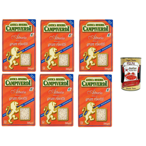 Antica Riseria Campiverdi - Riso Arborio Ideal für tolle Risottos 6x500gr inkl. Italian Gourmet polpa 400g Original italienisch