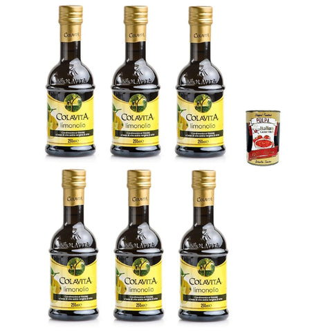 Colavita Limonolio, Olio aromatizzato al limone, Olivenöl extra vergine mit Zitrone 6x 250-ml Original italienisch inkl. Italian Gourmet Polpa 400g