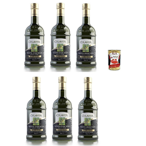 Colavita Olio Extra Vergine Di Oliva Selezione Italiana, Natives Olivenöl extra 100% 6x 750ml inkl. Italian Gourmet polpa 400g Original italienisch