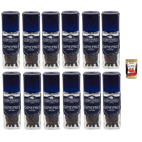 La Drogheria Bacche La Drogheria, Bacche Di Ginepro, Wacholderbeeren, säuerlicher und kräftiger Geschmack, für Fleisch - und Wildgerichte 12x 35g inkl. Italian Gourmet polpa 400g Original italienisch