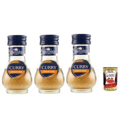 La drogeria 1980 La Drogheria Curry Delicato, Gewürzmischung mit kräftigem Geschmack, für traditionelle orientalische Gerichte, 3x30 g Original italienisch inkl. Italian Gourmet Polpa 400g
