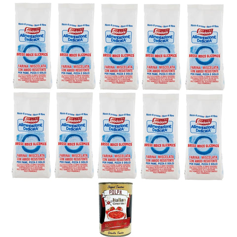 Molino Spadoni Alimentazione dedicata Farina a basso indice glicemico Dedicated Nutrition Mehl mit niedrigem glykämischen Index 10x 500gr inkl. Italian Gourmet polpa 400g Original italienisch