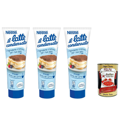 Nestlé il latte condensato Kondensmilch cremige Zutat für Desserts gesüßte konzentrierte Vollmilch, gluten free 3x 170g inkl. Italian Gourmet polpa 400g Original italienisch