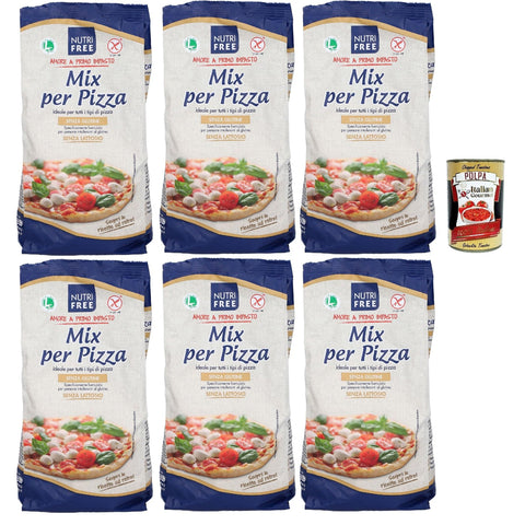 Nutrifree Mix per Pizza, senza glutine, Gluten - freies Mehl für Pizza, Laktose und ohne Milchproteine, + Italia Gourmet polpa 400g 6x 1Kg Original italienisch
