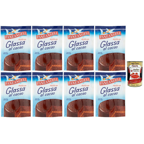 Paneangeli Glassa al cacao, Kakaoglasur, Schokolade, gebrauchsfertig für Desserts 8x 125 g inkl. Italian Gourmet polpa 400g Original italienisch