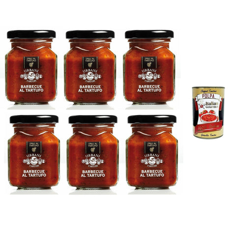 Urbani Tartufi- Salsa BBQ al tartufo Trüffel-BBQ-Sauce 6x 90gr Original italienisch inkl. Italian Gourmet Polpa 400g