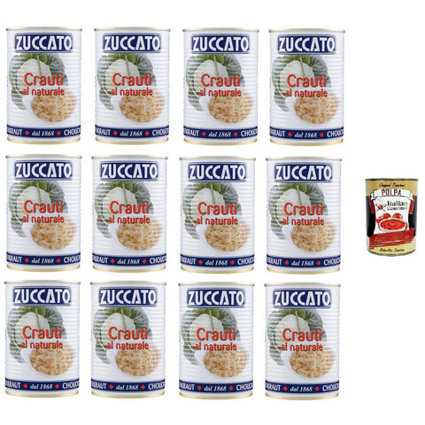 Zuccato Crauti al Naturale Natürliches Sauerkraut 12x 385gr Original italienisch inkl. Italian Gourmet Polpa 400g