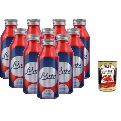 lete Sprudel Wasser | lete | Wiederverwendbares Aluminiumflaschenformat | Natural Sprecervescent | 12 Dosen von | 100% Plastikfrei | Catering mit hohem Bereich 473 ml inkl. Italian Gourmet polpa 400g Original italienisch