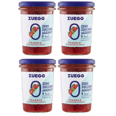 Zuegg Fragole e Fragoline di Bosco Erdbeeren und Walderdbeeren Marmelade Jam Ohne Zuckerzusatz, Frei von Konservierungsstoffen Glas 4x 220g inkl. Italian Gourmet Polpa di Pomodoro 400g Dose Original italienisch