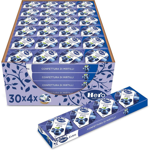 Hero Poker Blaubeermarmelade, 30 Packungen à 1x100g Original italienisch Aufstrich