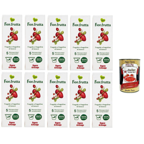 Rigoni di Asiago Fior di Frutta Confettura di Fragoline 5 monodosi Fior di Frutta Erdbeermarmelade 5 Einzeldosen 10x100gr Original italienisch inkl. Italian Gourmet Polpa di Pomodoro 400g