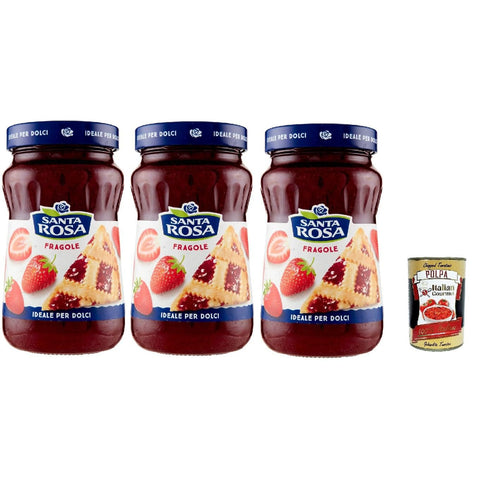 Santa Rosa Confettura Santa Rosa, Confettura di Fragole, Erdbeeren marmelade, Strawberries jam, ideal für Desserts und Kuchen 3x 600g inkl. Italian Gourmet polpa 400g Original italienisch