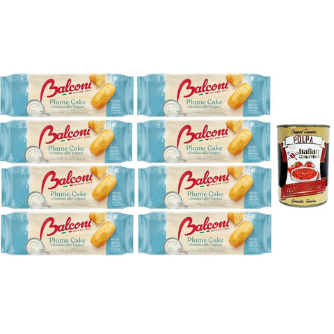 Balconi Plume Cake Classico allo Yogurt Klassischer Joghurt-Pflaumenkuchen vom Balkon 8x 190gr Original italienisch inkl. Italian Gourmet Polpa 400g